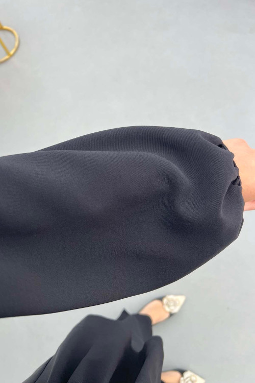Sare Fashion Button Detailed Pleated Suit Black