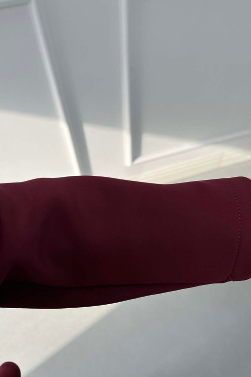 Sare Fashion Button Detailed Scuba Suit Claret Red