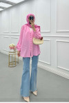 Sare Fashion Button Detailed Tencel Shirt Pink