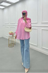 Sare Fashion Button Detailed Tencel Shirt Pink