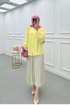 Sare Fashion Button Detailed Tencel Shirt Yellow
