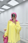 Sare Fashion Button Detailed Tencel Shirt Yellow