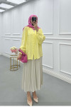 Sare Fashion Button Detailed Tencel Shirt Yellow
