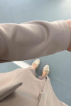 Button Detailed Collar Suit Mink