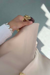 Sare Fashion Button Detailed Vest and Trouser Set Beige