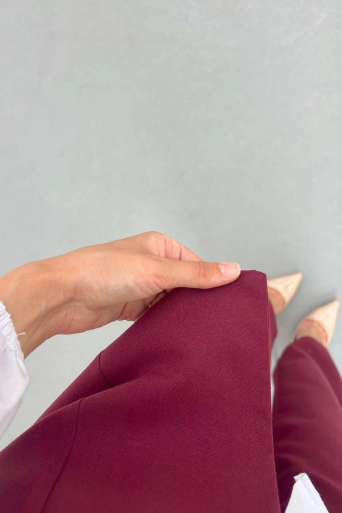 Sare Fashion Button Detailed Vest Set Burgundy