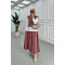 Sare Fashion Button and Bow Detailed Three Piece Set Dusty Rose