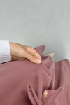 Sare Fashion Button and Bow Detailed Three Piece Set Dusty Rose