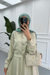 Sare Fashion Buttoned Skirt Suit Soft Green