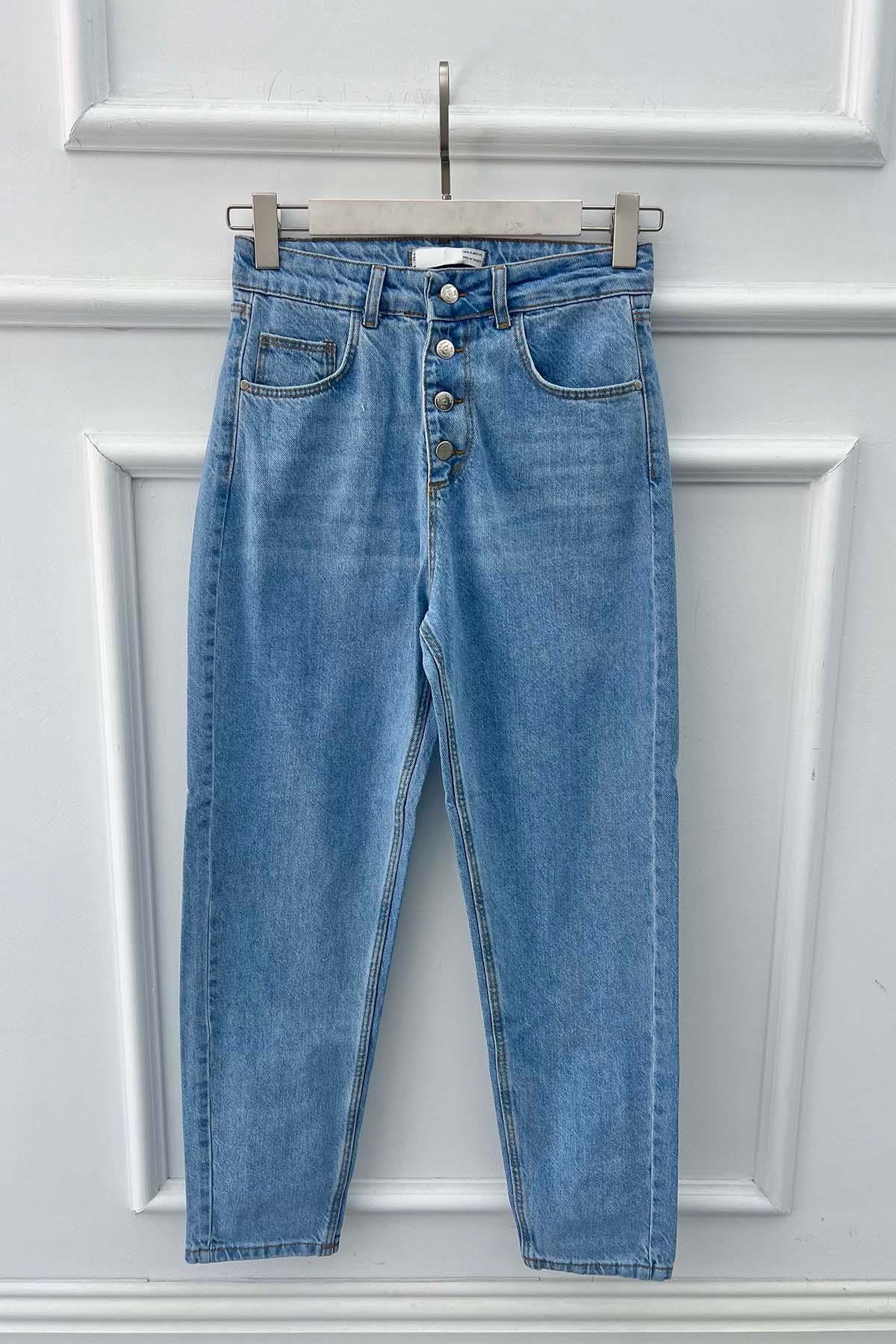 Sare Fashion Buttoned Jeans Light Blue
