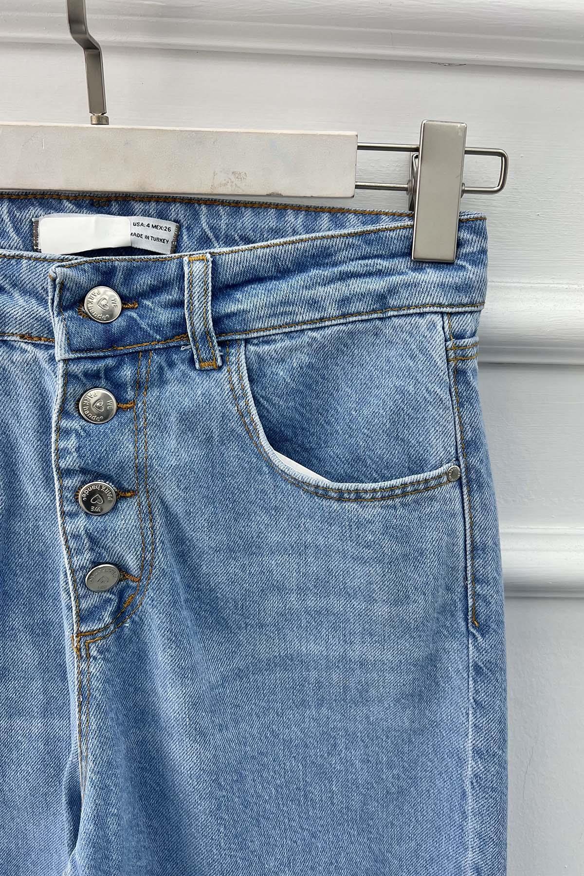 Sare Fashion Buttoned Jeans Light Blue