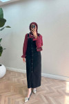 Sare Fashion Buttoned Denim Vest Black