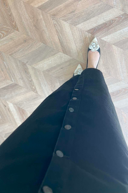 Sare Fashion Buttoned Denim Vest Black