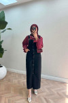 Sare Fashion Buttoned Denim Vest Black
