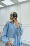 Sare Fashion Buttoned Modal Dress Baby Blue