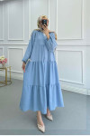 Sare Fashion Buttoned Modal Dress Baby Blue