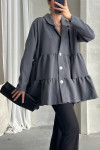 Buttoned Flounce Tunic Gray Buttoned Flounce Tunic Gray