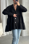 Buttoned Flounce Tunic Black Buttoned Flounce Tunic Black