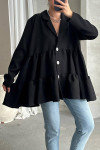 Buttoned Flounce Tunic Black Buttoned Flounce Tunic Black