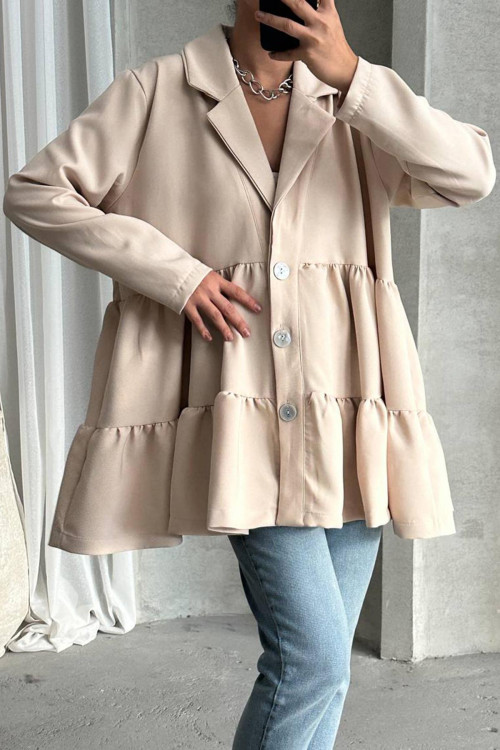 Buttoned Flounce Tunic Stone Buttoned Flounce Tunic Stone