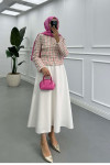 Sare Fashion Plaid Lined Tweed Jacket Pink
