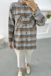 Plaid Cashmere Shirt Brown