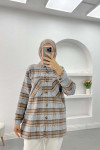Plaid Cashmere Shirt Brown