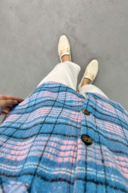 Plaid Cashmere Shirt Blue