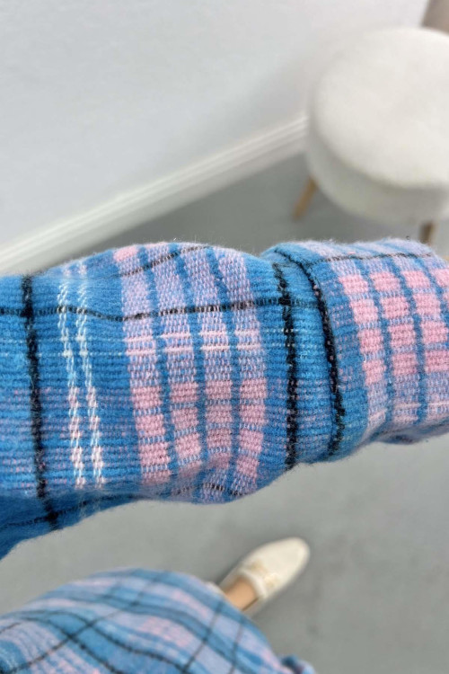 Plaid Cashmere Shirt Blue