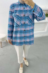 Plaid Cashmere Shirt Blue