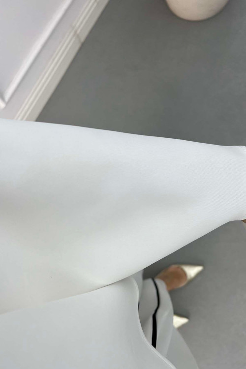 Sare Fashion Scuba Suit with Piping Skirt White Sare Fashion Scuba Suit with Piping Skirt White