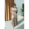 Sare Fashion Patterned Skirted Tie Dress Beige