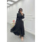 Sare Fashion Black Tied Dress with Patterned Skirt