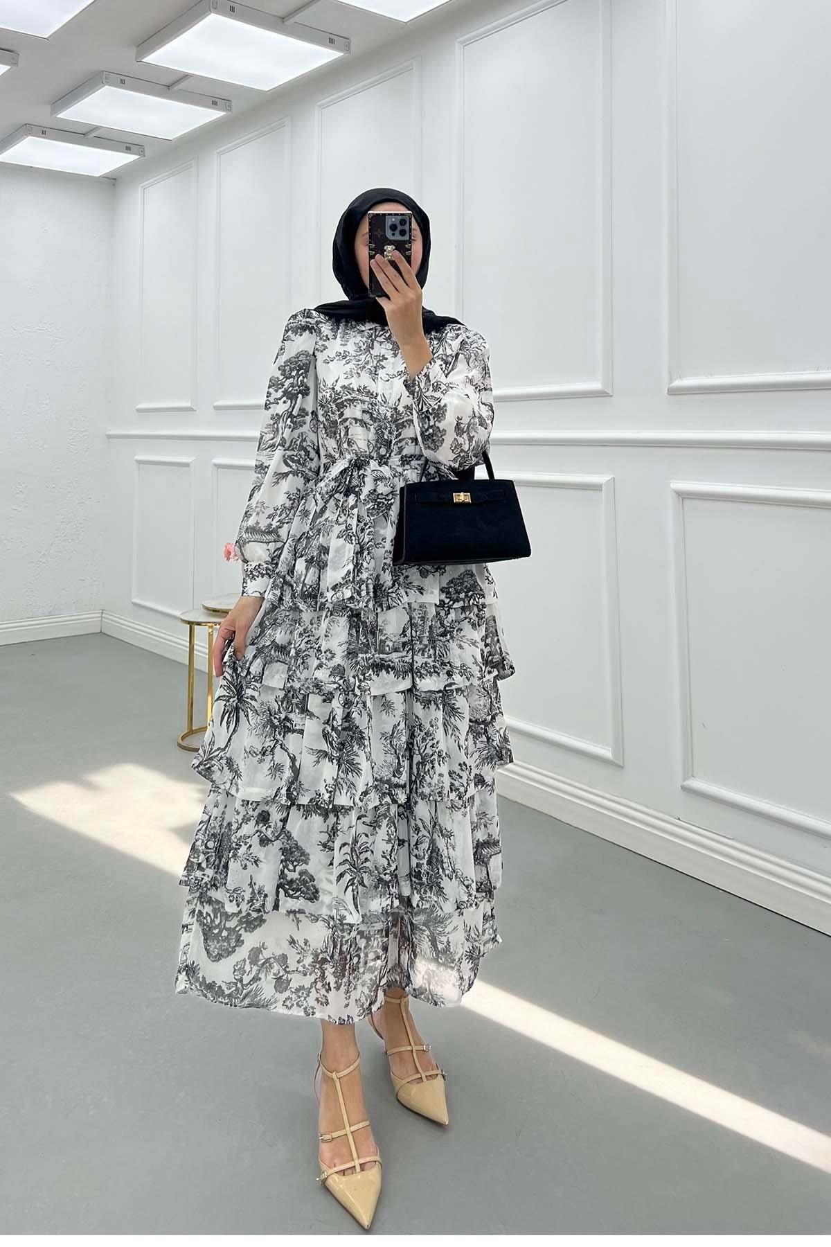 Sare Fashion Black Dress with Ruffled Skirt and Lining Sare Fashion Black Dress with Ruffled Skirt and Lining