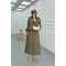 Sare Fashion Ruffle Skirted Double Suit Khaki