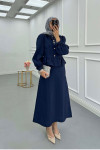 Sare Fashion Navy Blue Two Piece Suit with Ruffle Skirt