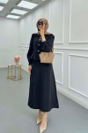 Sare Fashion Frilled Skirt Two Piece Set Black