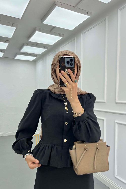 Sare Fashion Frilled Skirt Two Piece Set Black