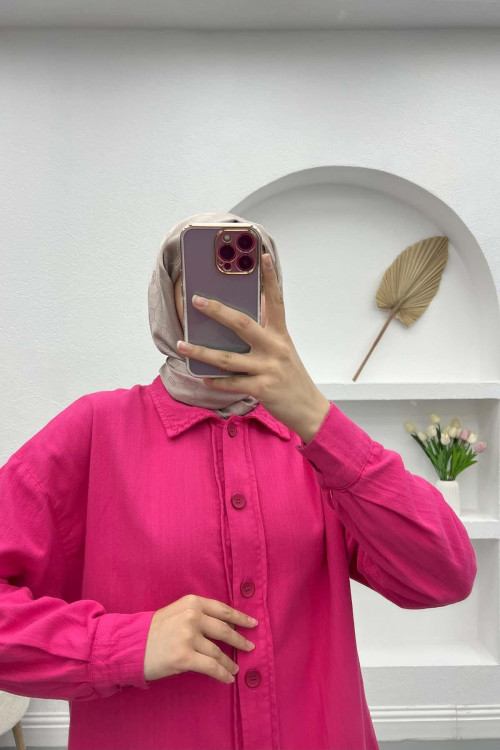 Fuchsia Shirt with Tassel Skirt