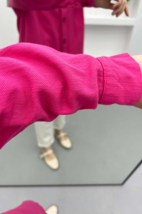 Fuchsia Shirt with Tassel Skirt