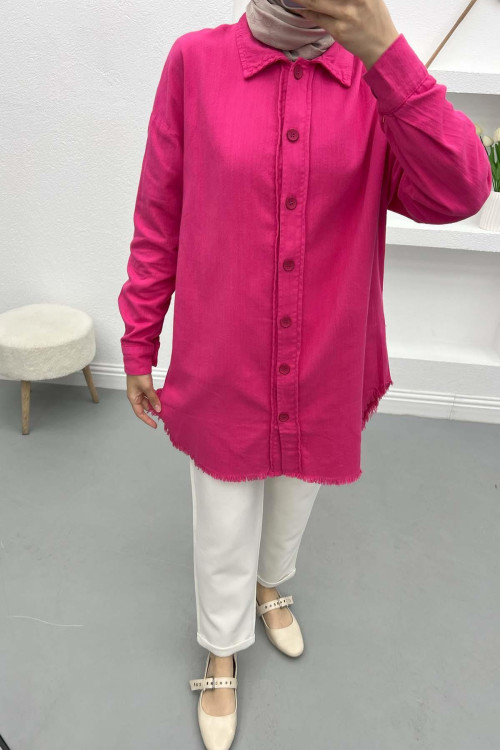 Fuchsia Shirt with Tassel Skirt