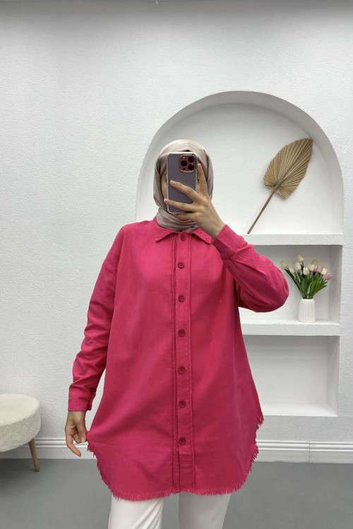 Fuchsia Shirt with Tassel Skirt