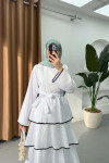 Sare Fashion White Laced Skirted Dress with Flounce