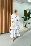 Sare Fashion White Laced Skirted Dress with Flounce