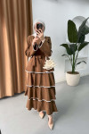 Sare Fashion Flounce Skirted Tied Dress Brown