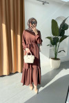 Sare Fashion Flounce Skirted Tied Dress Brown