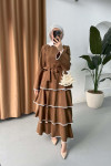 Sare Fashion Flounce Skirted Tied Dress Brown