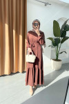 Sare Fashion Flounce Skirted Tied Dress Brown