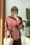Sare Fashion Flounce Skirted Tied Dress Brown
