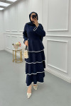 Sare Fashion Navy Blue Tied Dress with Flounce Skirt